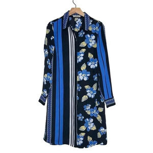 Lands’ End women’s 6 blue & yellow floral long sleeve‎ button down shirt dress